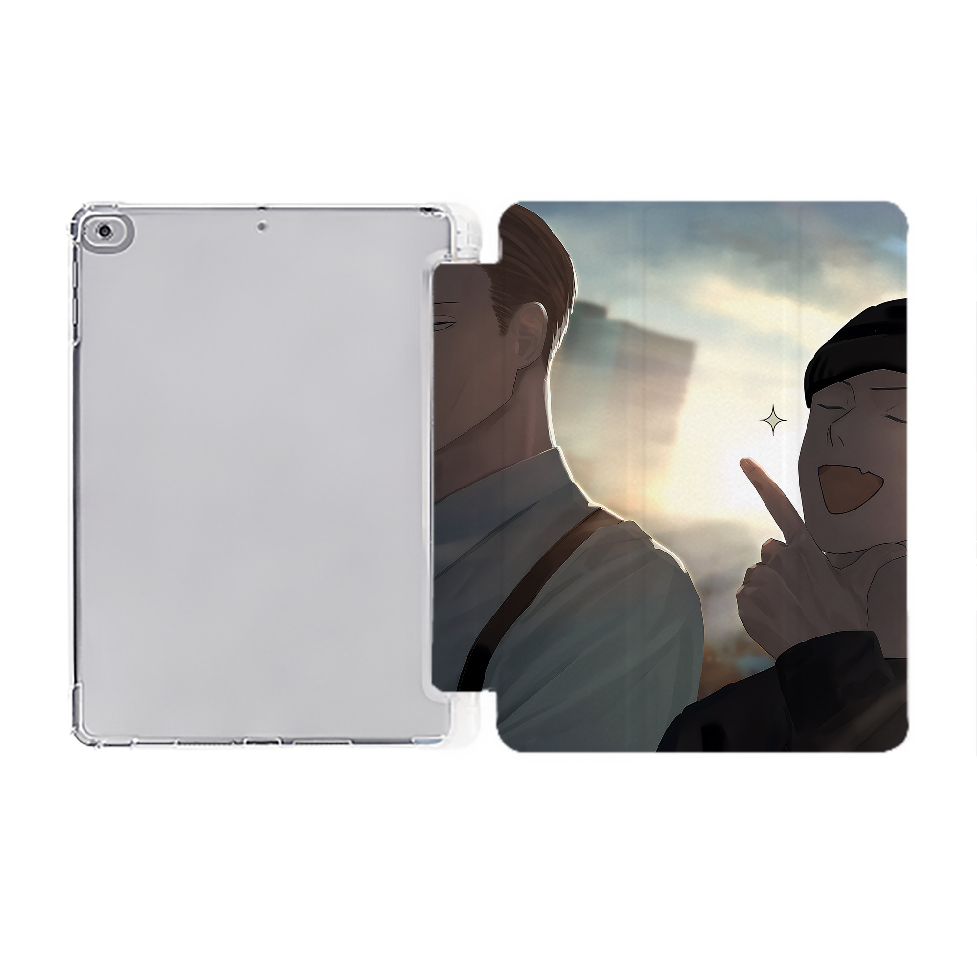 （画像用） 呪術廻戦 Jujutsu Kaisen IPad ケース ペン収納付き 三つ折りスタンド PUレザー×シリコン 対応機種9.5/10.5/10.9インチ